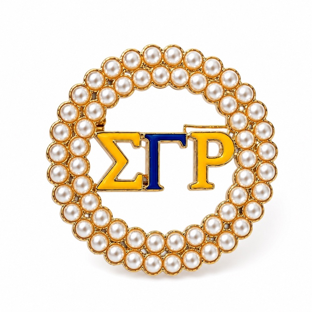 Sigma Gamma Rho Pearl Brooch Pin | Sorority Lapel Pin | Greek Gift Accessory